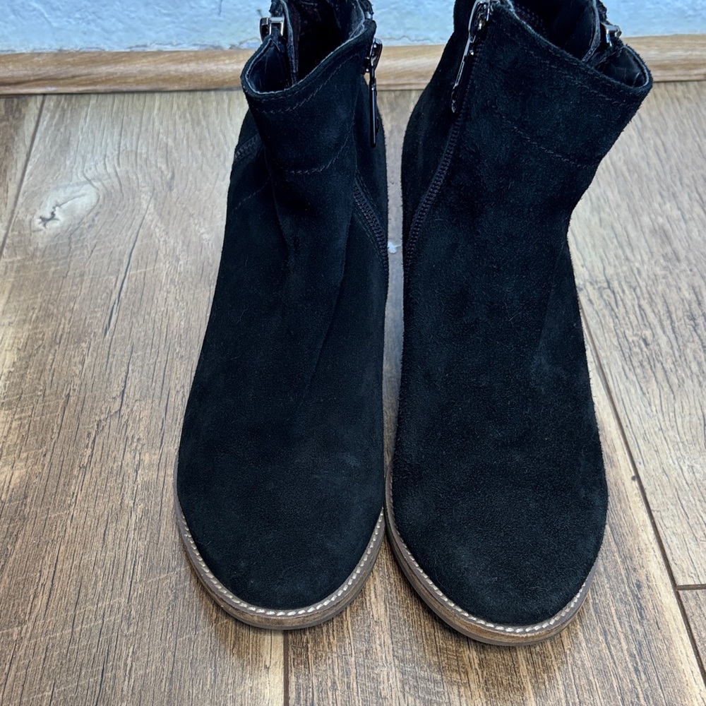 Blondo Leather Suede Waterproof Black Wedge Ankle Boots sz 9 1/2 - Picture 7 of 10